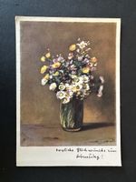 AK mit Blumen und Gruss zum Geburtstag 1944