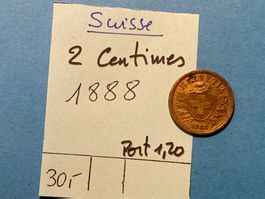SUISSE : 2 CENTIMES 1888