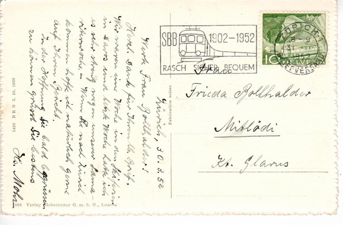Cartes postales: Berghaus Steinbach bei Einsiedeln 1952 – D'occasion à Wolhusen par Curver9 1