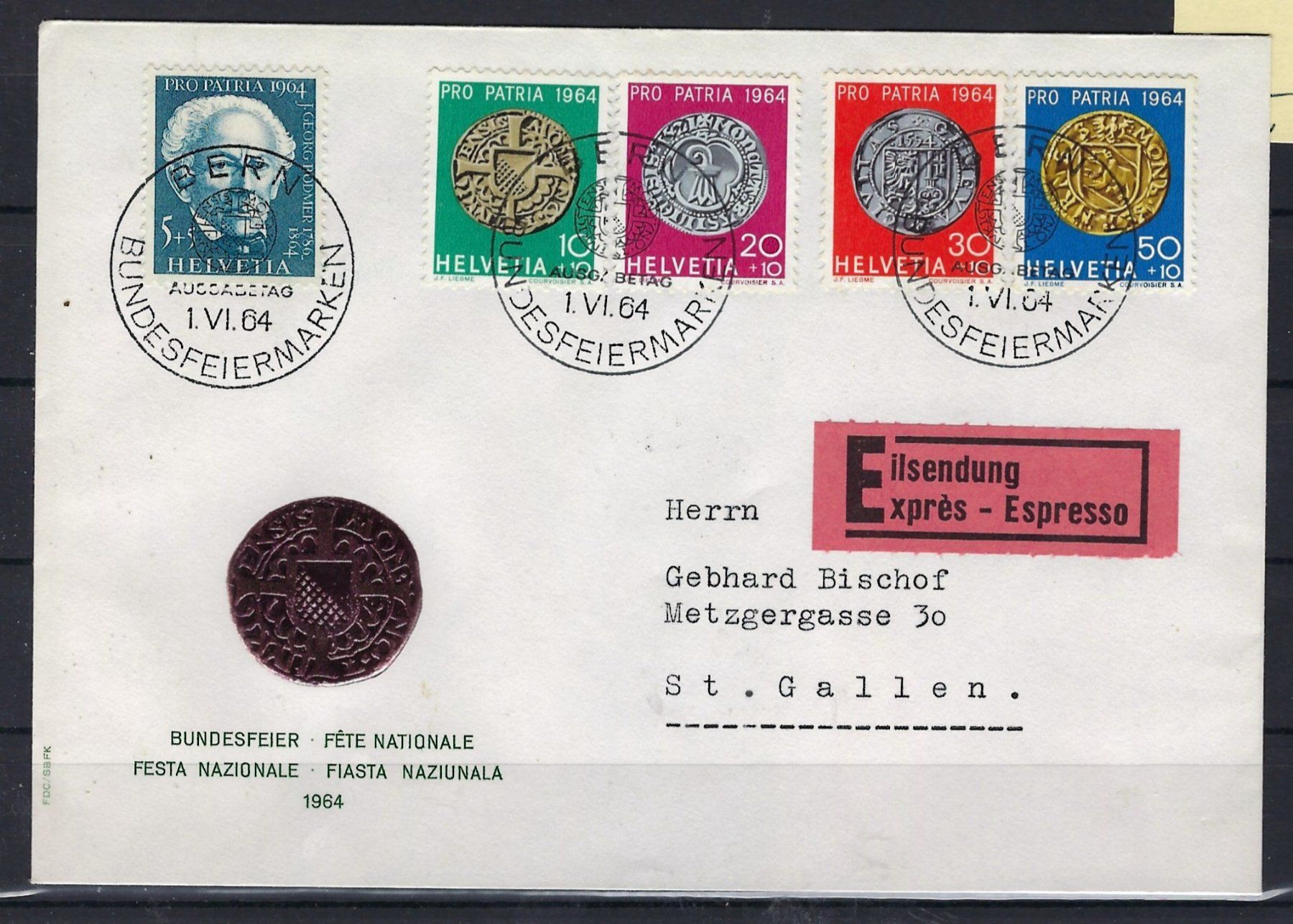 Alle Briefmarken: 1964 Pro Patria Brief Eilsendung Satzbrief   15992 – Gebraucht aus Lunden von Animus999