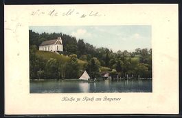 Risch am Zugersee, Uferpartie mit Kirche