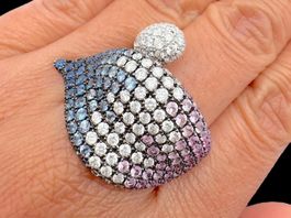 Diamanten Saphire Rubine im Verlauf Ring 18k Gr 59.5 *S1890