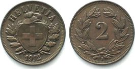 Schweiz 2 Rappen 1912 Bronze ERHALTUNG! unz-