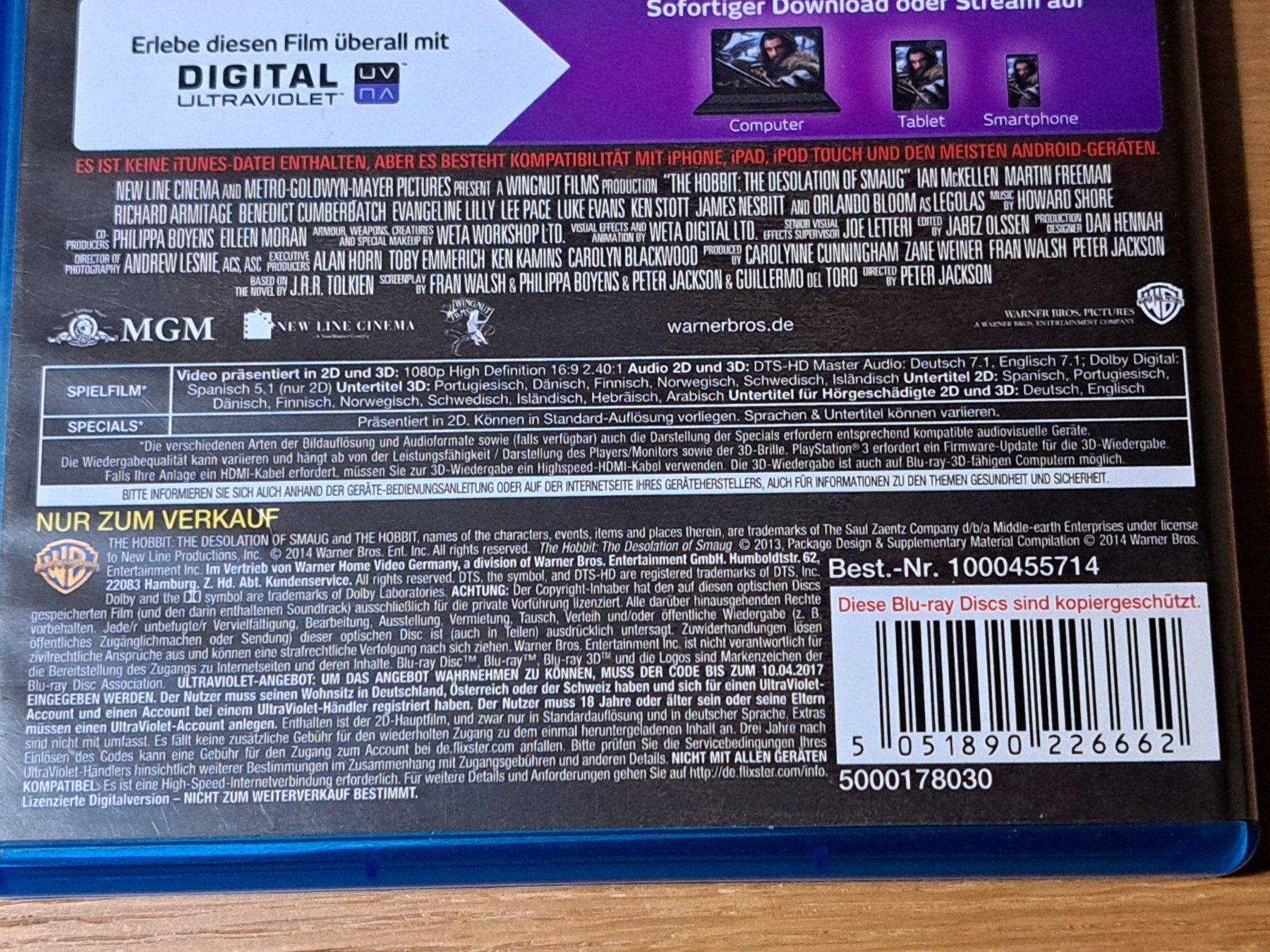 Tutti i DVDs: Blu-ray Der Hobbit 2, Smaugs Einöde. Boxset mit 4 Discs – Nuovo (secondo la descrizione) da Unterseen venduto da Kanica 2
