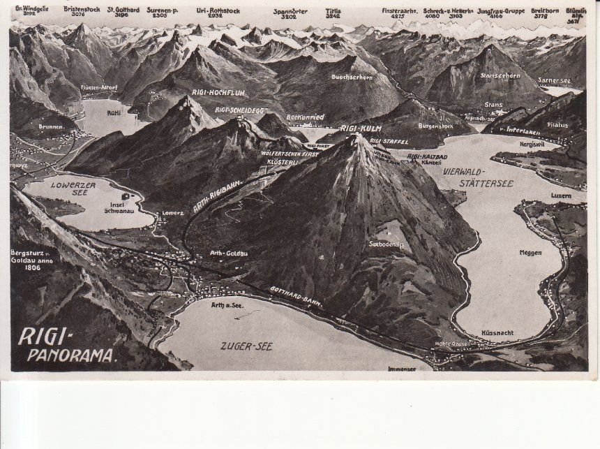 Cartoline postali: Rigi Panorama ca. 1940 – Usato da Bürglen TG venduto da StampGraf