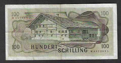 Banconote: Austria  100   Schillig  1969 – Usato da Gordola venduto da coinsandnotes 1