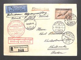 1935 Erste Winterluftpost (F13) ZÜRICH-St. Moritz Sfr. 200.-