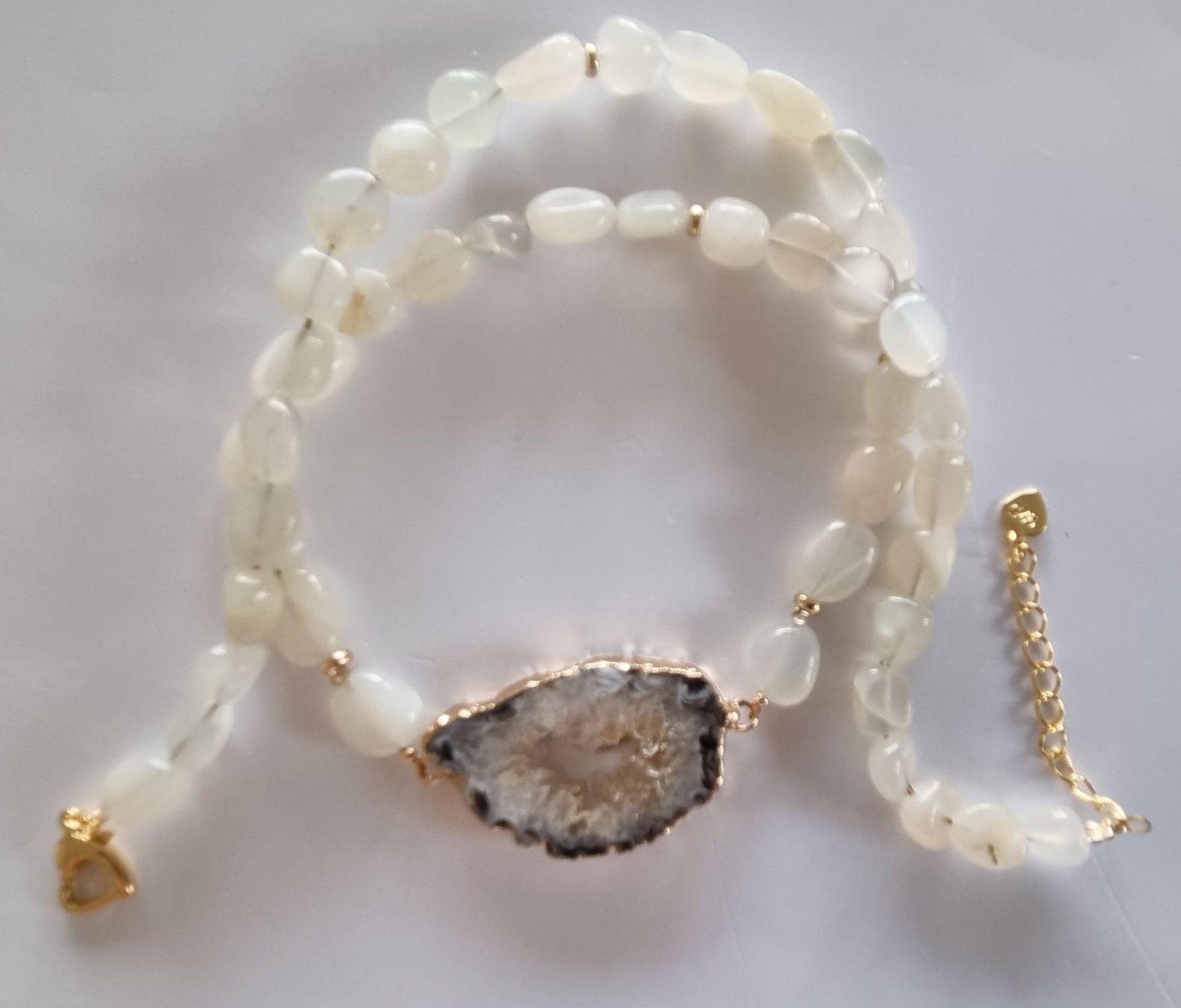 Catenine: Selenit Halskette mit Achat Druse 351 – Nuovo e nell'imballaggio originale da Luzern venduto da Cellina1 3