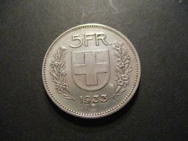5.- Fr  1933  Superbe pièce  Superbe qualité