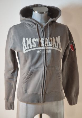 S-M 36 38 Kapuzenjacke Hoodie AMSTERDAM Holland olive grün