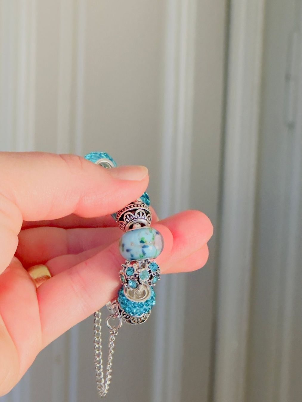 Bracciali & Braccialetti: Blue Rhinestone Beads Bracelet 18 sm – Nuovo e nell'imballaggio originale da Genève venduto da AWWA 6