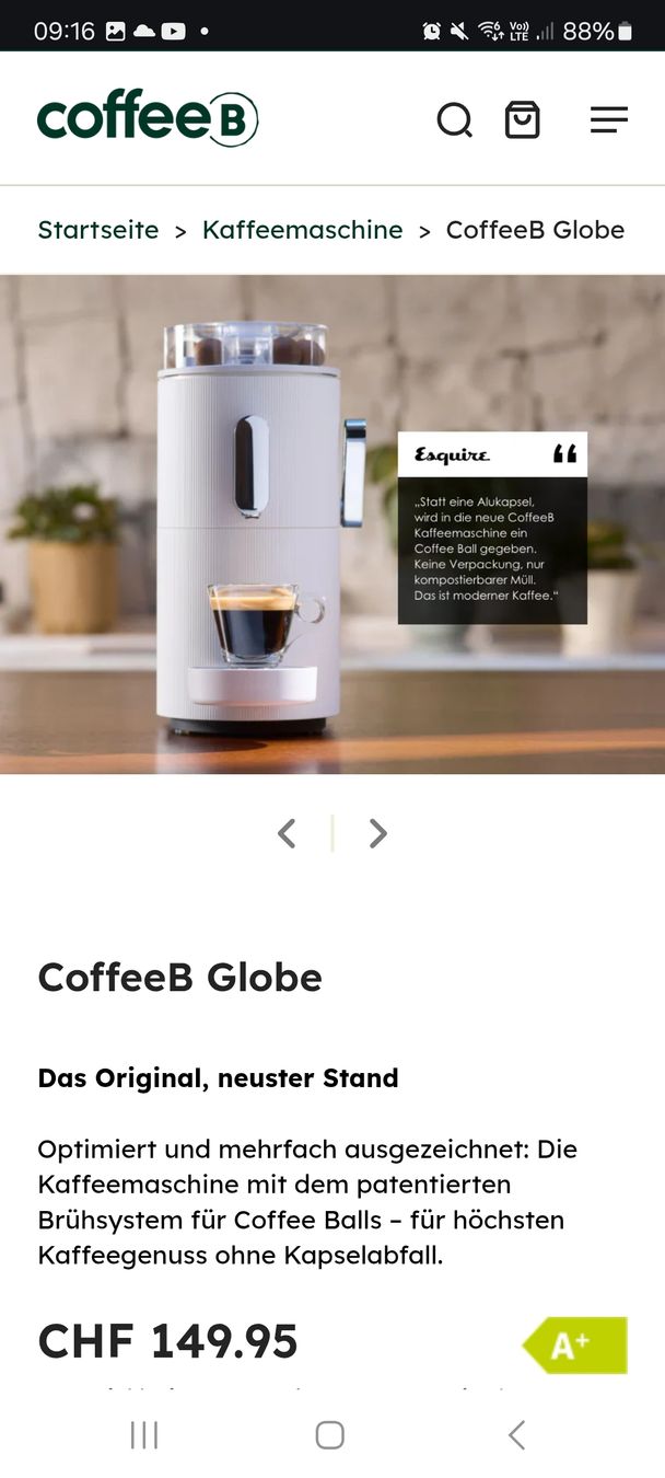 Coffee B Macchine per caffè & Macchine per espresso: coffeeB Globe Kaffeemaschine – Nuovo (secondo la descrizione) da Rütihof venduto da Mariowuhu 7