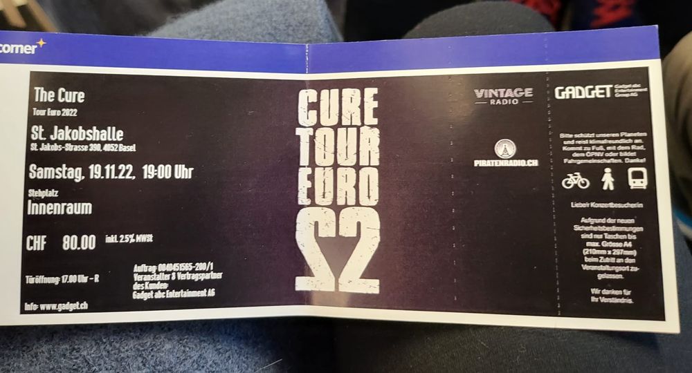 The Cure 1 Ticket Stehplatz Basel 19.11.2022 | Kaufen Auf Ricardo