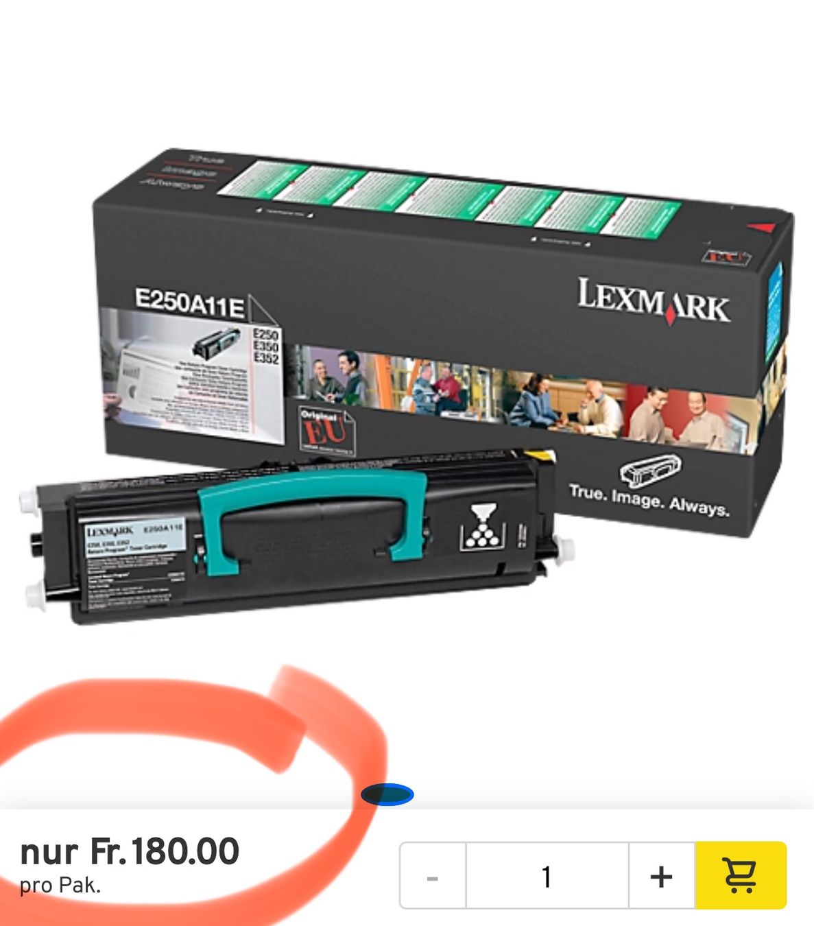 Lexmark Druckerpatronen & Toner: neuer Lexmark E250A11E Toner schwarz, original – Neu und originalverpackt aus Necker von liq24