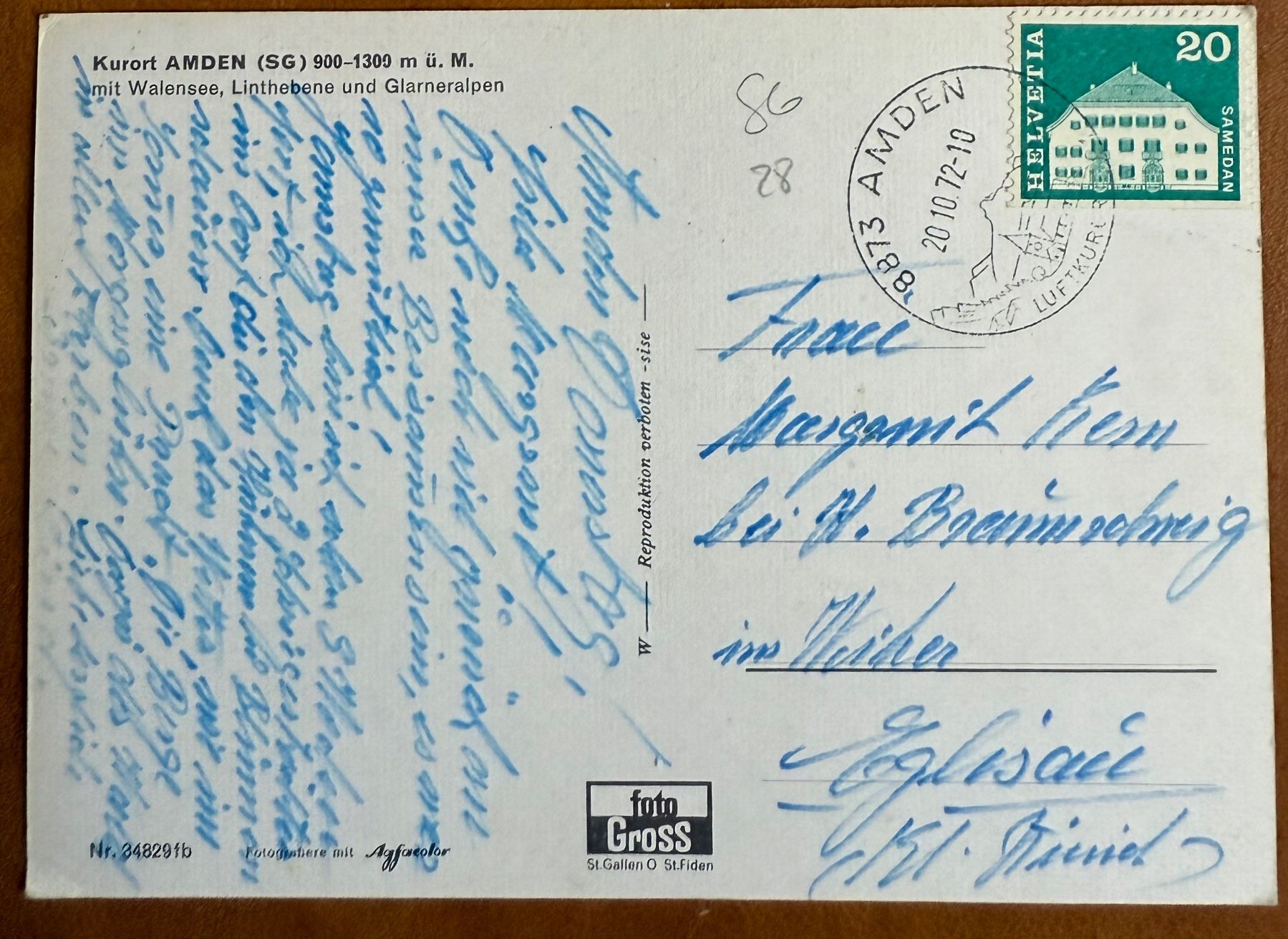 Ansichtskarten: Amden - (SG) - 1972 – Gebraucht aus Lutry von Ediego 1