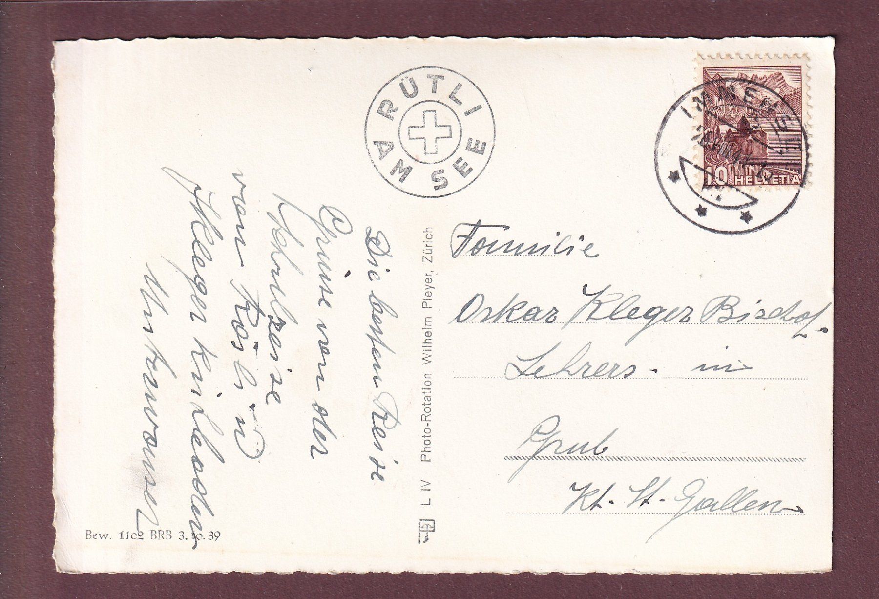 Ansichtskarten: RÜTLI am Vierwaldsättersee - 1941 – Gebraucht aus Pully von nicecards 1