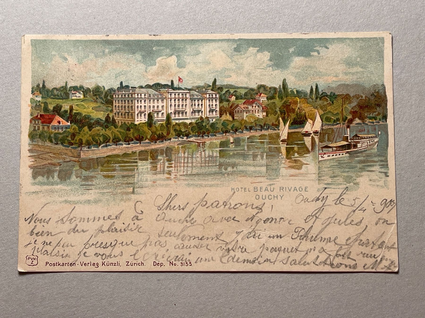 Ansichtskarten: alte Ansichtskarte Hotel Beau Rivage, Ouchy. – Gebraucht aus Strengelbach von Aschatan5