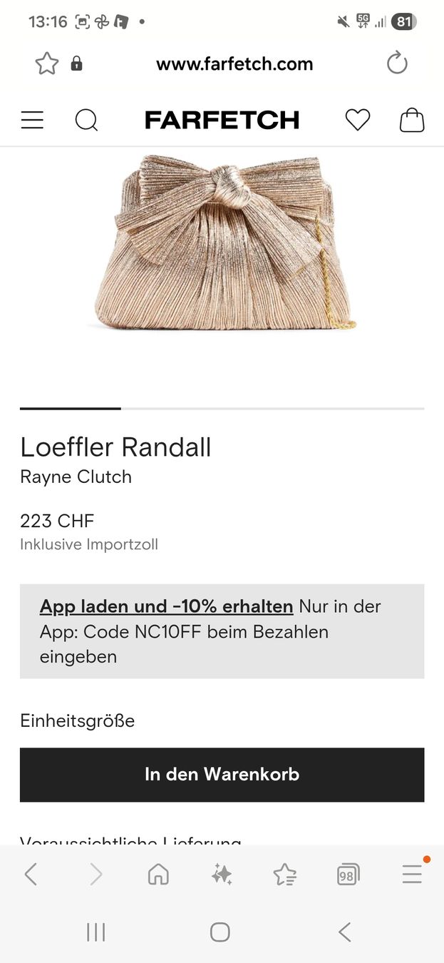 Borse da donna: Loeffler Randall Rayne Clutch – Nuovo e nell'imballaggio originale da Eschenbach SG venduto da SanFranciscoCalifornia