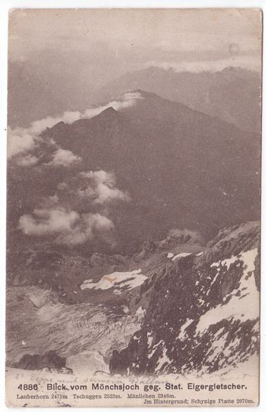 Ansichtskarten: Blick vom Mönchsjoch, Eigergletscher, gelaufen 1913 – Gebraucht aus Frauenfeld von POML