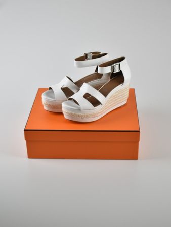Hermès Espadrille-Wedges aus Kalbsleder, Gr.40, neu