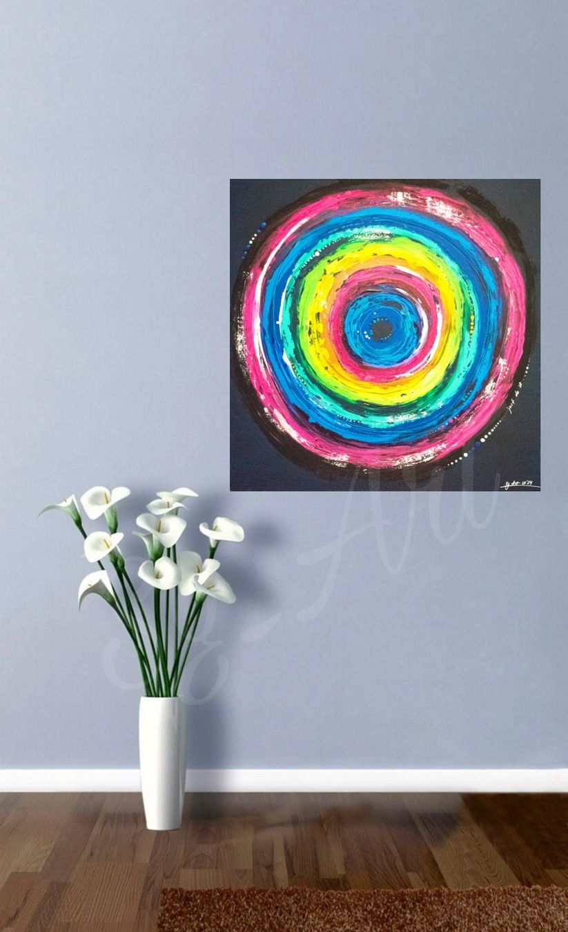 Dipinti: Acrylbild Circle Kreis bunt abstrakt – Nuovo e nell'imballaggio originale da Rheinau venduto da Sussel 4