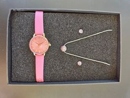 Schmuckset rosa mit Uhr