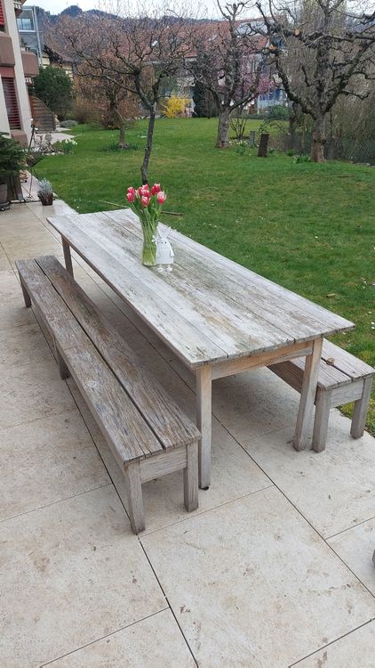 alter Gartentisch mit Bänken aus Holz Kaufen auf Ricardo