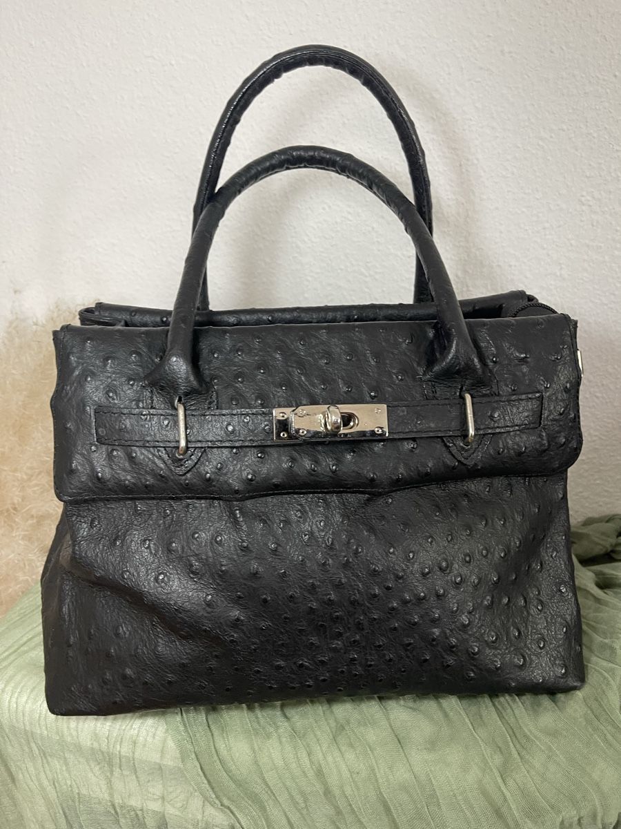 Borse da donna: Elegante Handtasche aus echtem Straussenleder, Schwarz – Usato da Wetzikon ZH venduto da man_7mn7 5