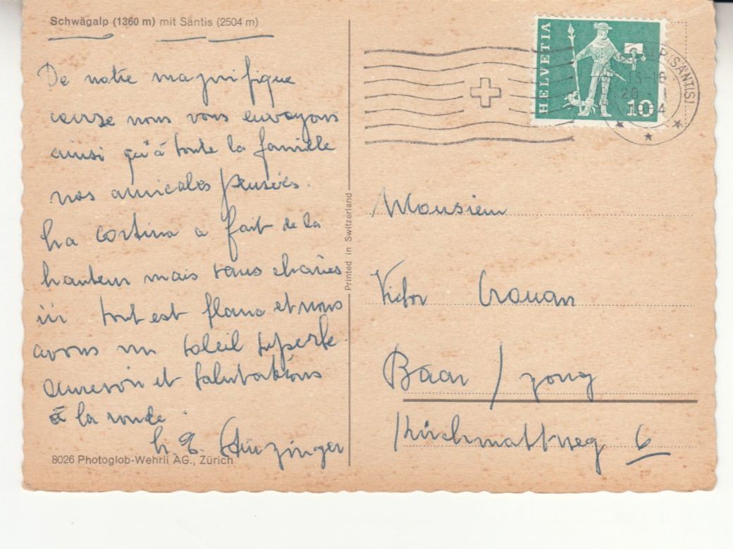 Cartoline postali: Schwägalp 1964 – Usato da Bürglen TG venduto da StampGraf 1