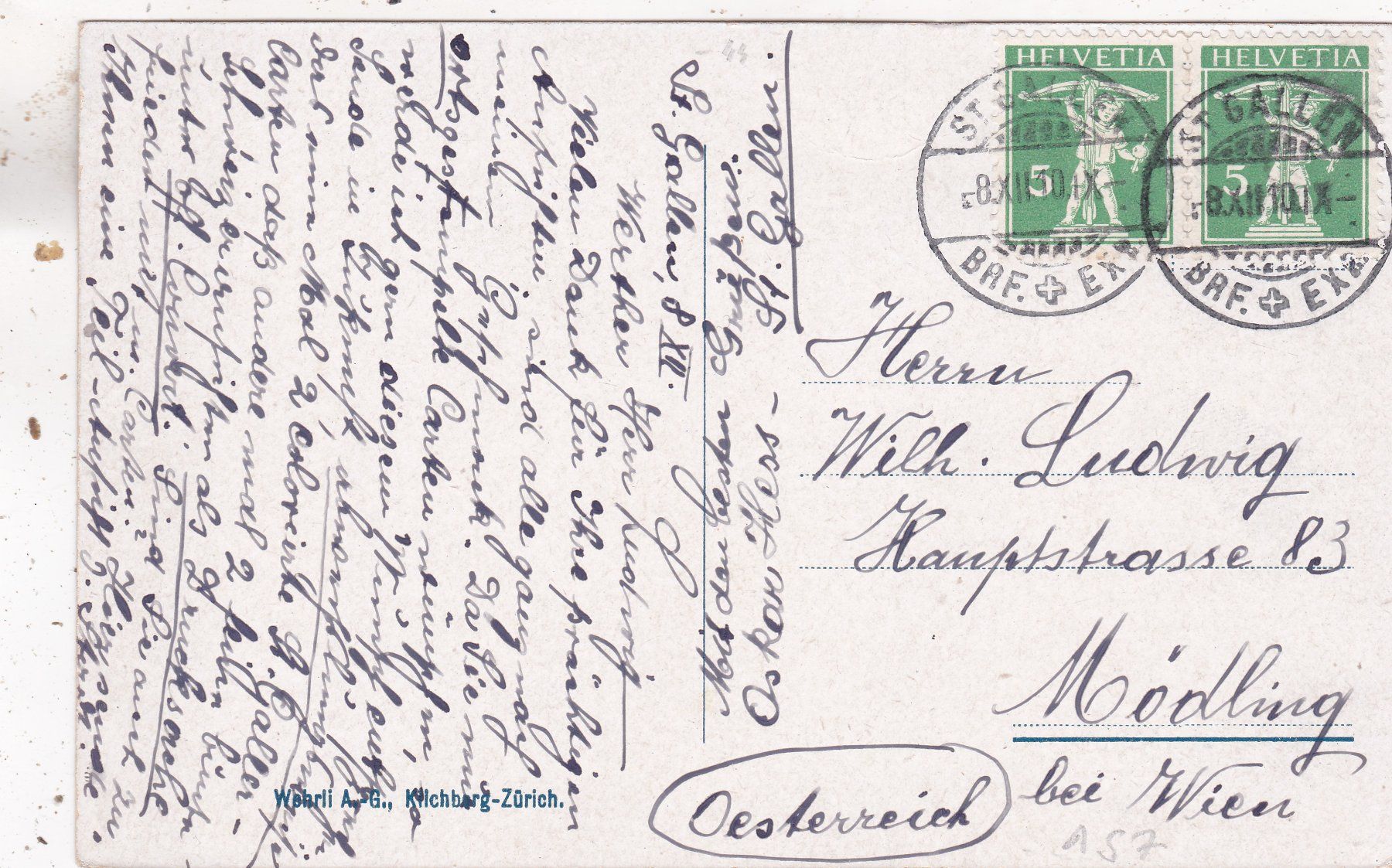 Cartoline postali: St. Gallen 1910 – Usato da Herisau venduto da Lisegrat2008 1