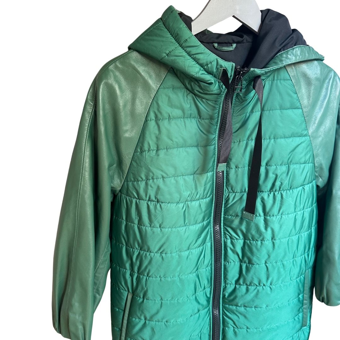 Mäntel: AUTUMN JACKET GREEN LEATHER BACK & SLEEVES L – Neu (gemäss Beschreibung) aus Zofingen von JumpInVintage 1