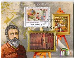 Block "Malerei. Georges-Pierre Seurat". Mosambik