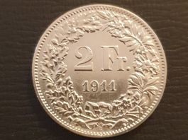 2 Franken 1911 ss-vzgl. Silber