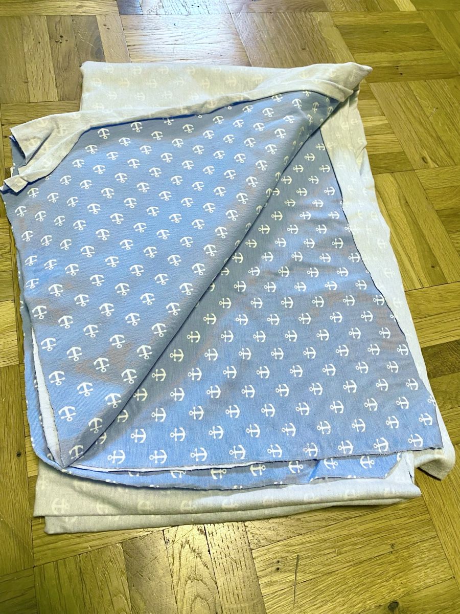 Tissus: Hellblauer Stretch Jersey Stoff mit Anker Motiv Baumwolle  – Neuf (Voir description) à Zizers par dalaub