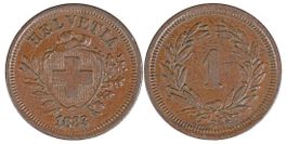 1 Rappen von 1883 (sehr schön +)