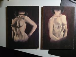 2 wunderbare Akt Gemälde - R. Meyer 1956