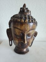 Alter Vintage Buddha Kopf aus Bronze Höhe 13,5 cm 770 gr.