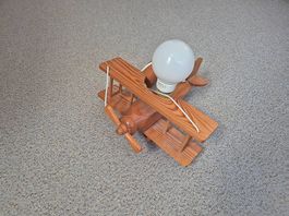 Kinder-Hängelampe Flugzeug aus Holz / Deckenlampe