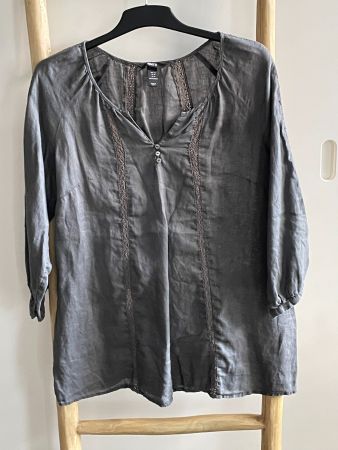 🌞🐞🌞 Tunique 100% lin gris "H&M" 42-46, Comme Neuf