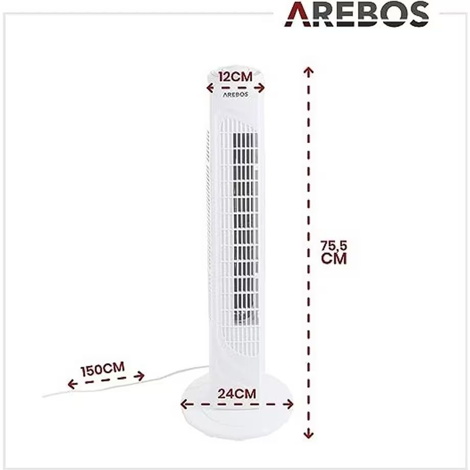 Ventilatori: AREBOS Turmventilator | 50 Watt | NEU – Nuovo (secondo la descrizione) da Nebikon venduto da warendiscount 4