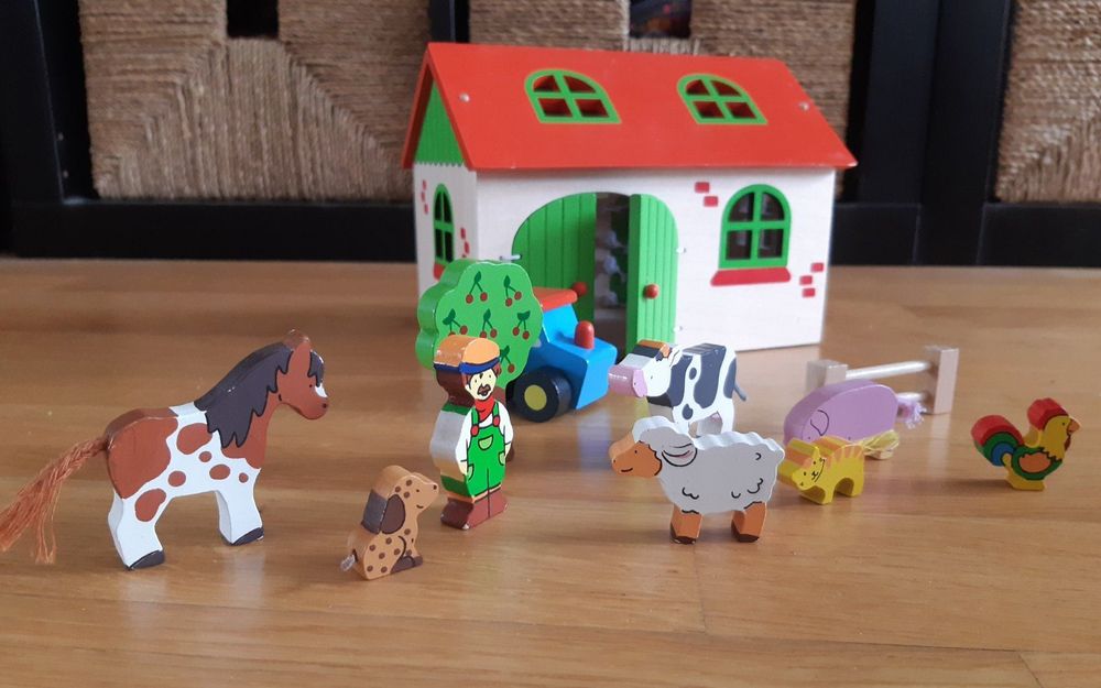 Goki Einlegepuzzle Aus Holz – Bauernhoftiere, 12 Teile, 4 Motive – Für Kinder Ab 3 Jahren
