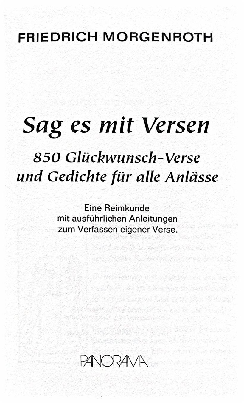 Libri: Morgenroth Friederich, Sag es mit Versen – Nuovo (secondo la descrizione) da Sarnen venduto da Livres 2
