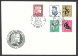 FDC Pro Juventute Serie 1953 J148 - J152 ET Bern 1.12.1953