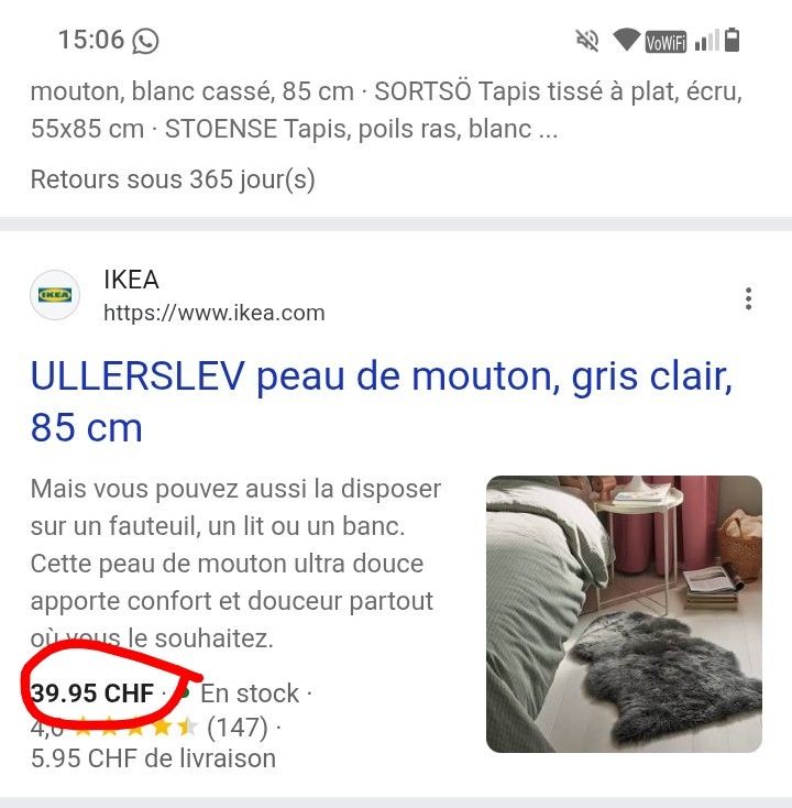 Tappeti: ULLERSLEV IKEA peau de mouton gris clair 85cm, – Usato da Couvet venduto da fat_kyl7 3