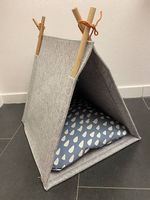 Katzenhaus, grau/Filz UTSÅDD von IKEA mit Kissen