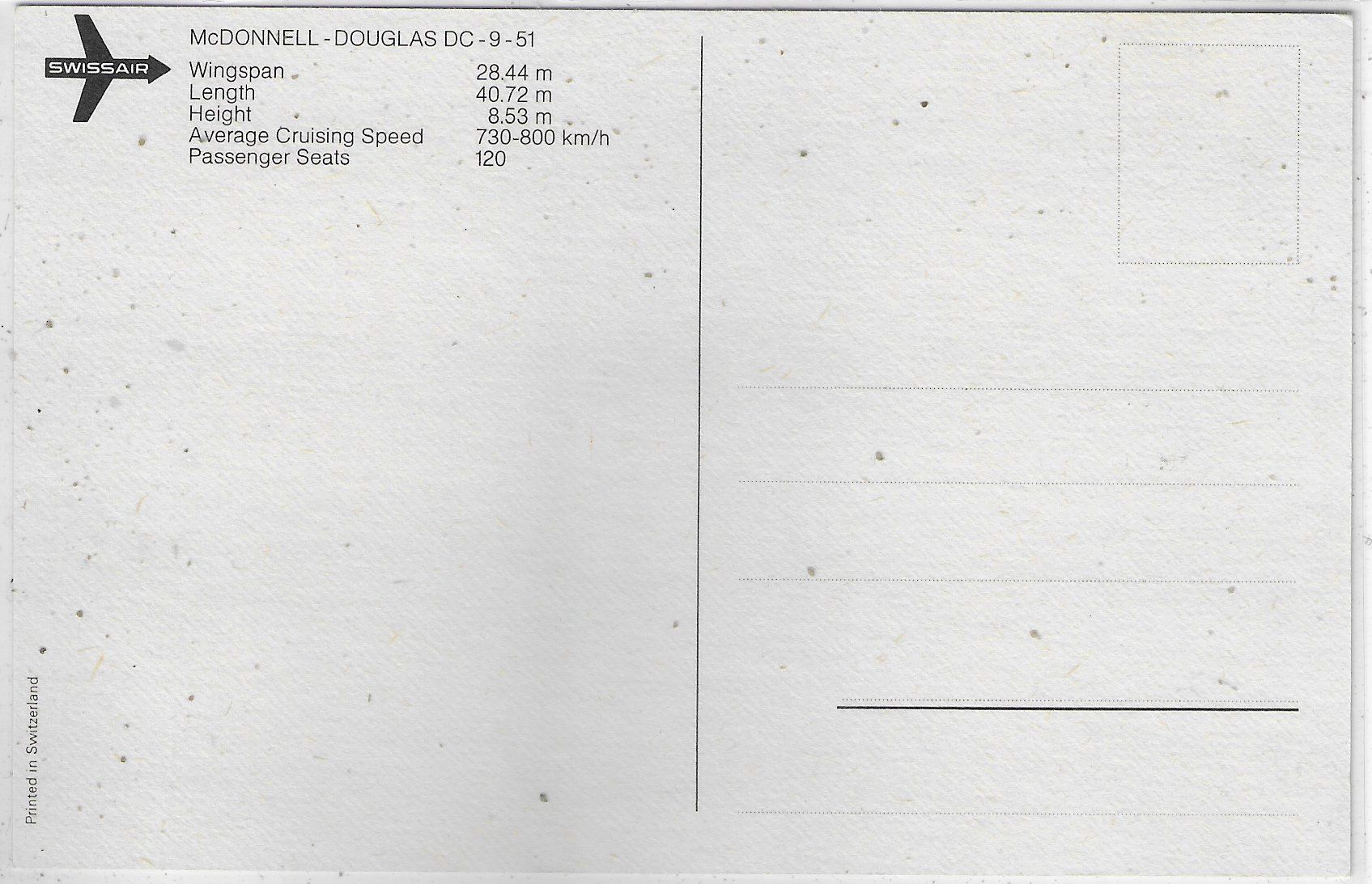 Cartoline postali: Swissair - McDonnell-Douglas DC-9-51 – Usato da Ettingen venduto da Kartenplanet 1