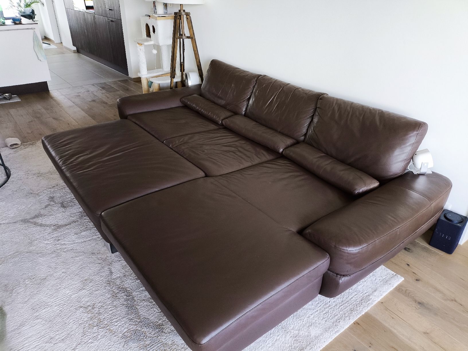 Sofas: Leder Eckcouch Sofa mit Hocker,Braun – D'occasion à Hirzel par Margarita_HandMade 1