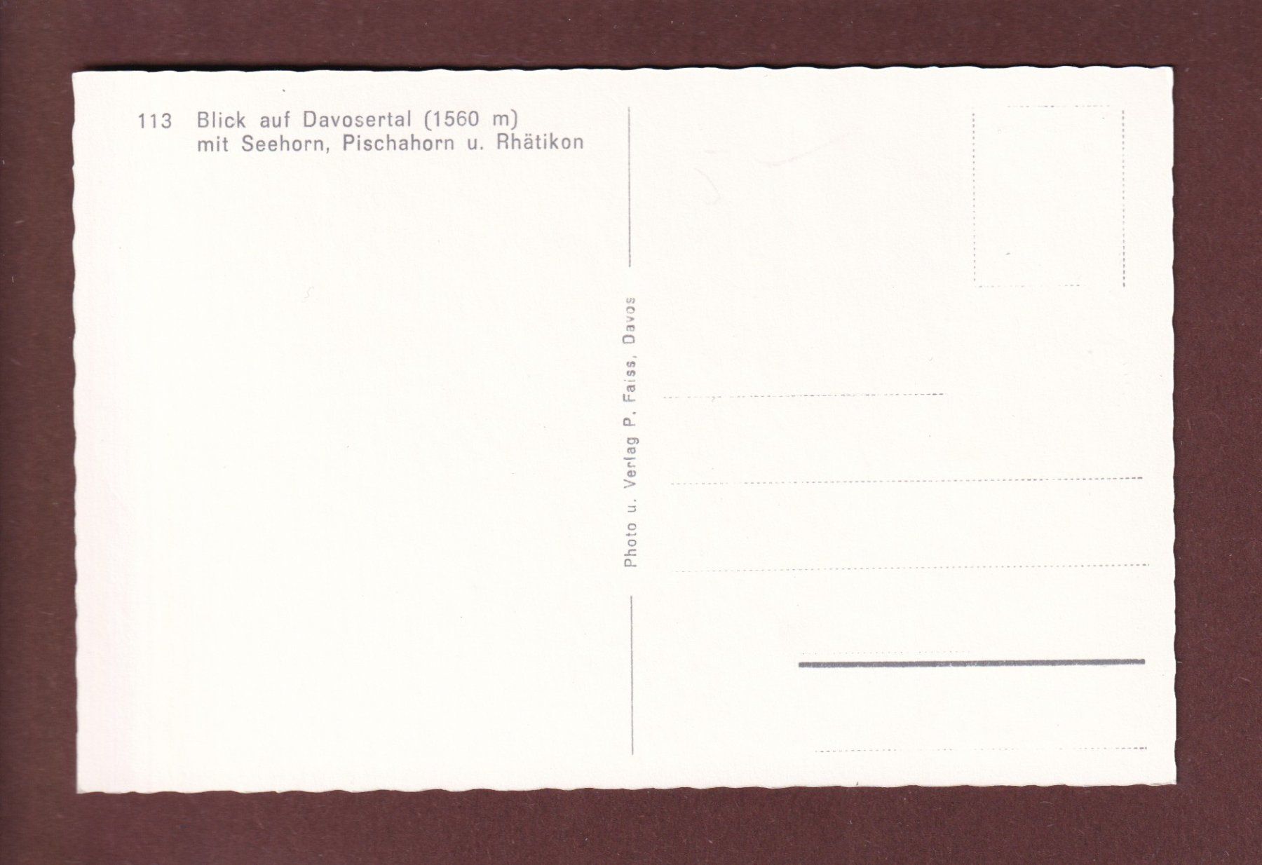 Cartes postales: DAVOS - Davosertal – D'occasion à Pully par nicecards 1