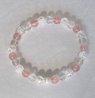 Edelstein Armband Erdbeerquarz Bergkristall Silber auf Mass