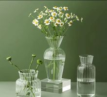6x 3er-Set Blumenvase aus Glas